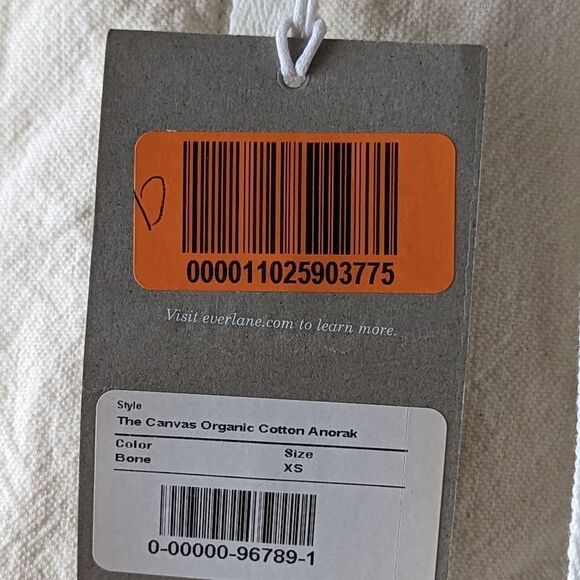 Everlane Oversized Organic Cotton Canvas Hooded Anorak Bone Jacket Zip XS‎ NWT - Picture 15 of 16